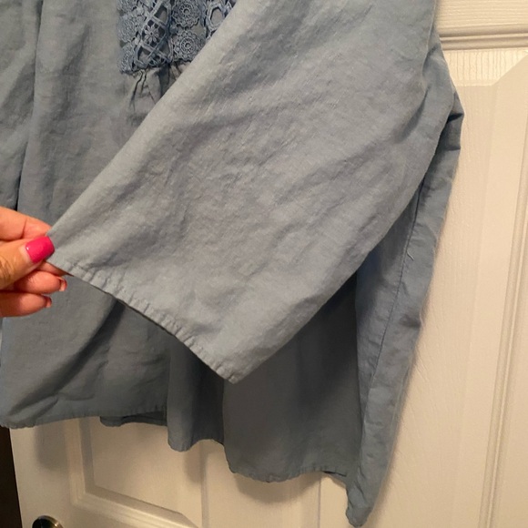 Embellished 3/4 Sleeve Blouse with Mandarin Collar - Picture 5 of 7